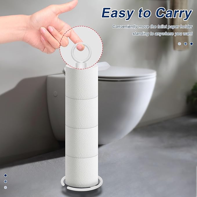 NearMoon Bath Toilet Paper Holder Stand, Freestanding Tissue Paper Storage with Reserve, Space Toilet 4 Rolls Holder for Bathroom/Kitchen Countertop-All Metal (2 Pack, White)
