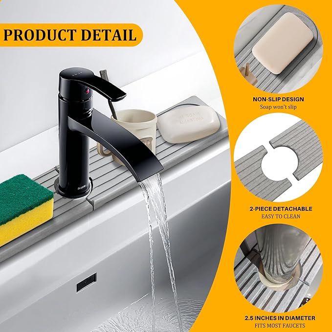 Faucet Mat for Kitchen Sink, Super Absorbent Faucet Splash Guard, Diatomite Stone Sink Tray, Kitchen Sink Splash Guard, Faucet Absorbent Mat for Bathroom Counter, Stone Drying Mat