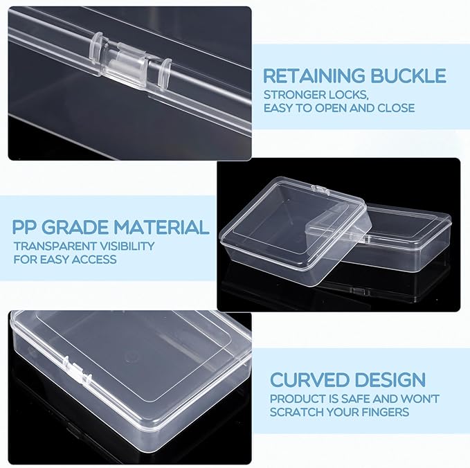 Jetec 6 Pieces Mini Plastic Clear Beads Storage Containers Box for Collecting Small Items, Beads, Jewelry, Business Cards, Game Pieces, Crafts (5 x 4 x 1.3 Inch)