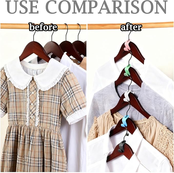 200 Pcs Hanger Hooks,Clothes Hanger Connector Hooks,Space Saving Hanger Hooks,Plastic Connectors Hooks for Clothes,Cascading Hanger Extenders for Closet Organizers,5 Colors