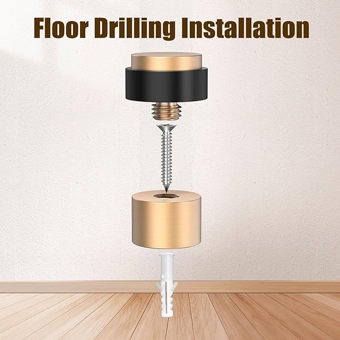 20 Pack Brushed Rose Gold Door Stoppers for Floor Mounting， Door Stopper Heavy Duty，304 Stainless Steel Cylindrical Made with Rubber Bumper，Floor Mount Door Holder Keep Door Open