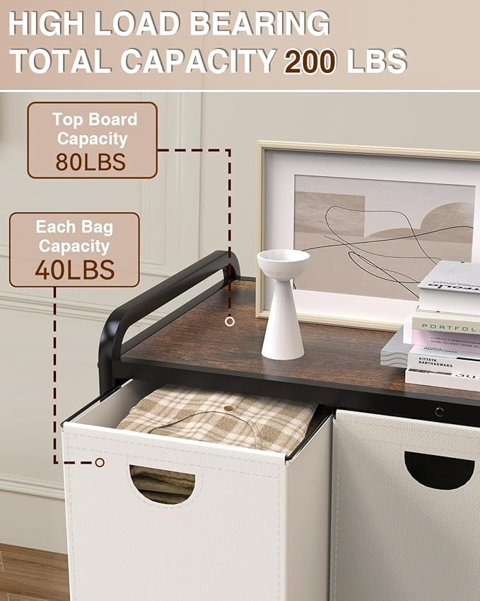Laundry Sorter 3 Section,Laundry Basket with Wheels,3×15.8 Gal (60L) Laundry Hamper Organizer with Large Wooden Desktop Sorter,Pull-Out and Removable 900D Oxford Fabric Laundry Bags for Laundry Room