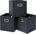 Black Fabric Cubby Storage Bins,13x13x13 Inches ,Cube Organizer Bin Foldable Storage Boxes with Dual Handles Fabric Organizer Box and collapsible Storage basket,Set of 3,Grey