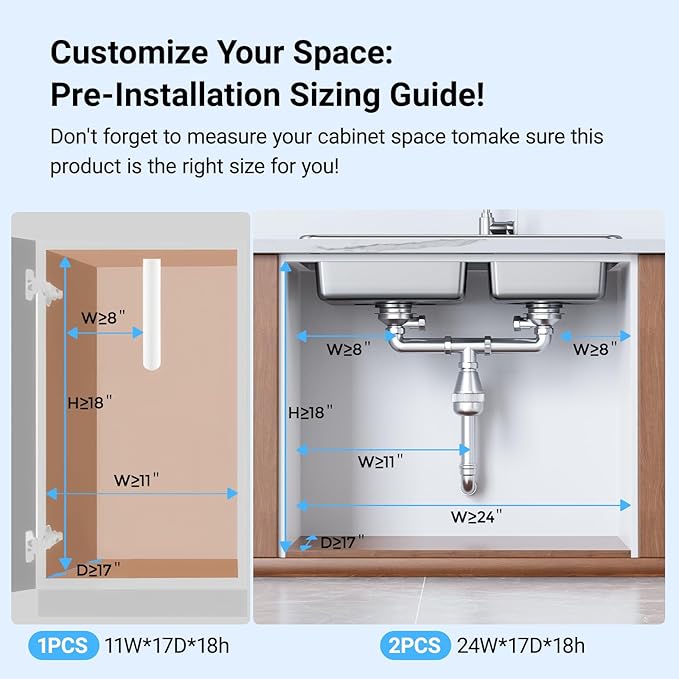 TISTAYA 2 Pack Under Sink Organizer and Storage, Metal Under Kitchen Sink Organizer, Slide Out Bathroom Organizers and Storage, Undersink Organizers for Kitchen Bathroom Cabinet