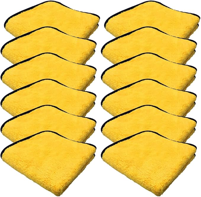 12pcs 40x30cm Super Absorbent Microfiber Car Washing Towels Double-Sided Thickened Cleaning Cloths for Vehicle Drying and Waxing