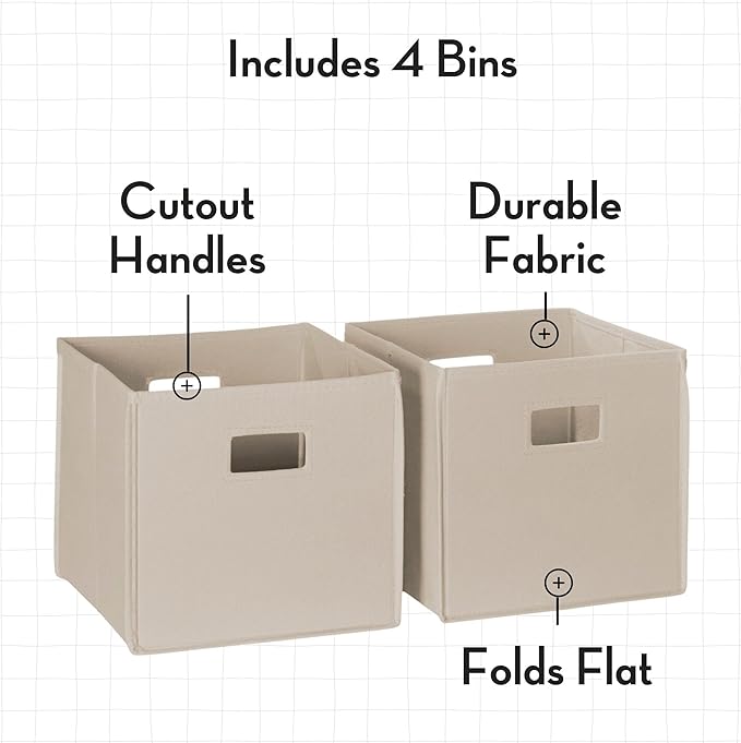 RiverRidge Folding Storage Bins with Handles Taupe Cube Storage Organizer for Closet, Bedroom & Playroom - Closet Organizers and Storage Set of 4