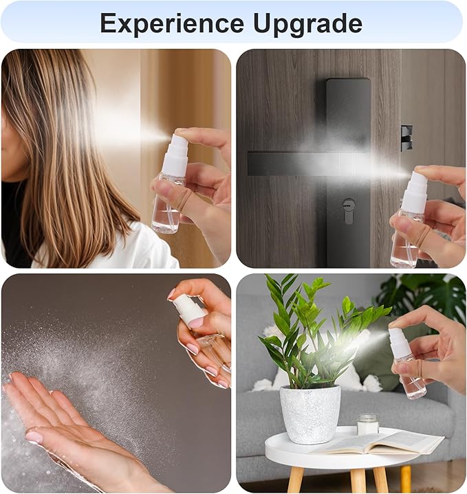 Mini Travel Spray Bottle, 8 Pcs 0.5 oz Portable Mini Spray Bottle Travel Safe Sealing for Outing Camping (Clear, 15 ml)
