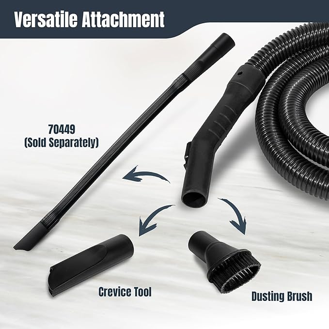 POWERTEC Shop Vacuum Attachment & Flexible Crevice Tool 6 Piece Kit for Wet Dry Vac with 2-1/4" Inlet, Shop Vac Accessories Kit for Workshop Cleaning and Car Detailing (70481)