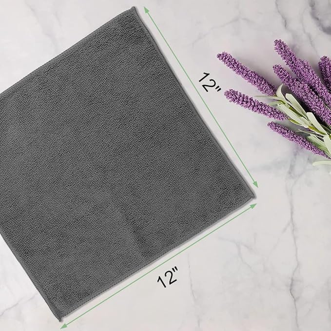 Washcloths - 20 Pack - Face Towels (12" x 12"), Highly Soft Wash Cloths and Hand Towels, Fast Drying Multi-Purpose Microfiber Cleansing Cloths for Bathroom, Hotel, Spa, and Salon - Grey