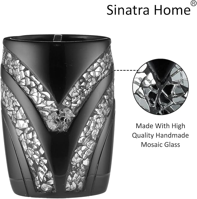 Zahari Home Sinatra Bath Tooth Brush Holder Modern Tooth Brush and Toothpaste Holder, Black