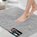 GORILLA GRIP Bath Rug Mat 60x24, Soft Absorbent Chenille, Quick Dry Microfiber Mats, Rubber Backing Washable Shower Floor Rugs, Bathmat Runner, US Designed Bathroom Home Decor Accessories Light Gray