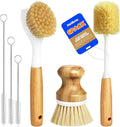 Holikme 6 Pack Dish Brush Kitchen Brushes Set with Vegetable Palm Brush, Bottle Brush, Dish Brush and Straw Brush, Fruit Cleaning Brushes for Cleaning Potato, Amarillo