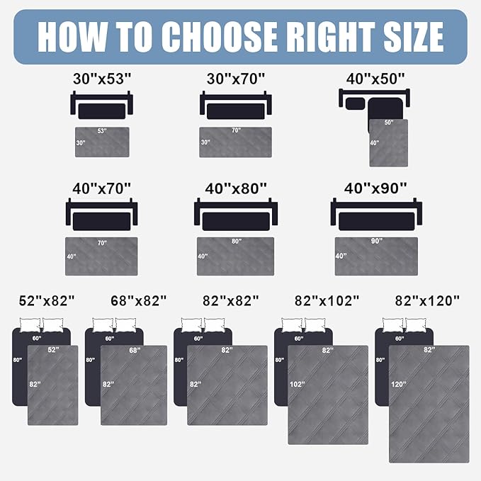 Smiry Waterproof Dog Bed Cover Blanket 40x90, Soft Reversible Pet Blanket, Washable Leakproof Cats Dogs Couch Cover for Sofa, Couch, Furniture, Lattice, Grey/Grey