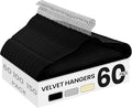 SONGMICS Velvet Hangers 60 Pack, Non-Slip Clothes Hangers with Silver-Colored Swivel Hooks, Slim Space-Saving for Closet, Heavy-Duty, Black UCRF036BZ02S