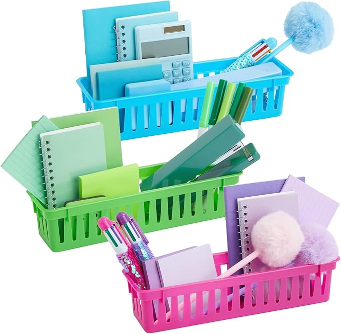 Juvale Plastic Pencil Holder for Classroom - 12-Pack, Multicolor, Slim Rectangular for Classroom Organization & Teacher Supplies