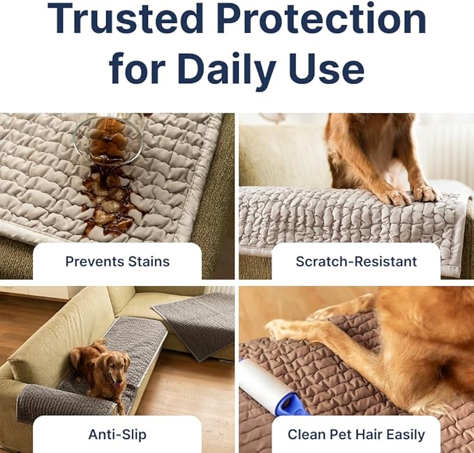 PAULATO BY GA.I.CO. Waterproof Couch Cover – 24x47 Blanket for Sofa Car Seat or Crate – Machine Washable Absorbent Reusable Pad for Puppy Training – Dogs Cats Pets Friendly Protector - Light Grey