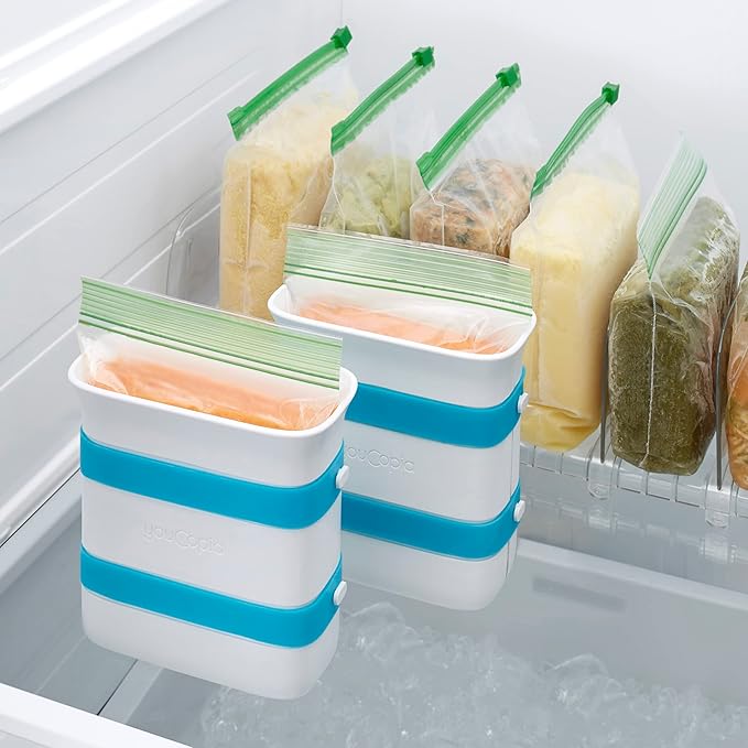 YouCopia FreezeUp Freezer Food Block Maker,2 Cup,Meal Prep Bag Container to Freeze Leftovers and Soup,(Pack of 12)