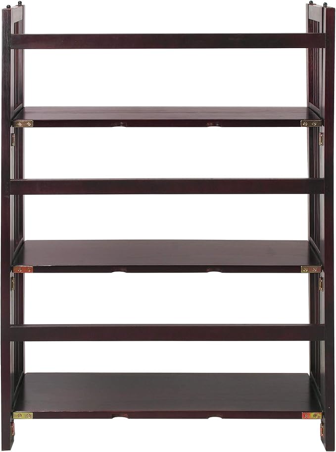 Casual Home 3 Shelf Folding Stackable Bookcase, 27.5" Wide, Espresso