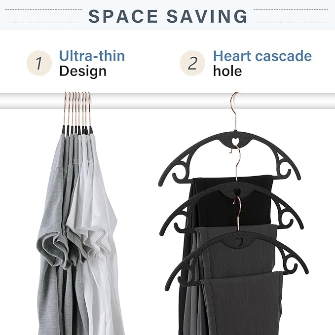 IEOKE Velvet Hangers 30 Pack: Felt Clothes Hangers Heavy Duty Shirt Sweater Hangers No Shoulder Bump Non Slip Slim Thin Coat Hangers for Closet - Black Grey/18 XL