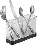 iDesign Forma Decorative Countertop Flatware Organizer - 7.4" x 2.6" x 4.75", Matte Black/Clear