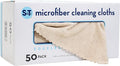 S&T INC. 50 Pack Microfiber Cleaning Cloth with Box, Bulk Towels for Home, Reusable Microfiber Towels for Cars, Cleaning Rags, Beige, 190gsm, 11.8 Inches x 11.8 Inches, 50 Count