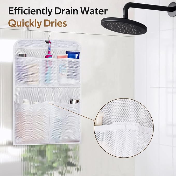MISSLO Shower Caddy Organizer 5 Pockets Roll up Hanging Bathroom Accessories Storage for Camper, RV, Gym, Cruise, Cabin, College Dorm Shower, Small