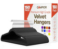 Black Velvet Hangers 150 Pack – 360° Swivel Hook, Non-Slip and Space Saving Hangers, Heavy-Duty 11 lbs Weight Capacity - Smooth Velvet Finish for Crease-Free Clothes and Effortless Closet Organization