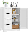 Yaheetech Large Bathroom Floor Cabinet with 4 Dawers and Single Door Cabinet, Freestanding Storage Cabinet for Living Room Kitchen Hallway, White