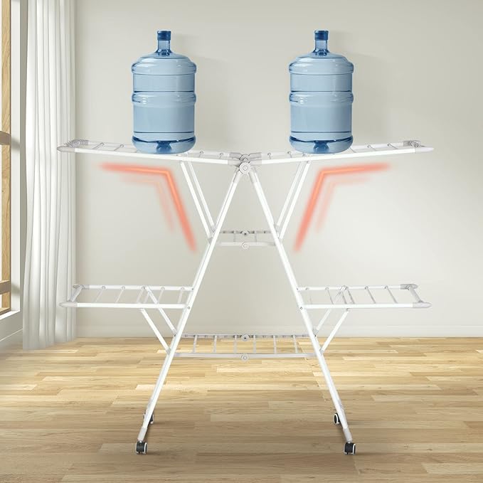YUBELLES Gullwing Laundry Drying Rack, Space Saving Indoor & Outdoor Use, 61.81' x 22.84' x 51.18'
