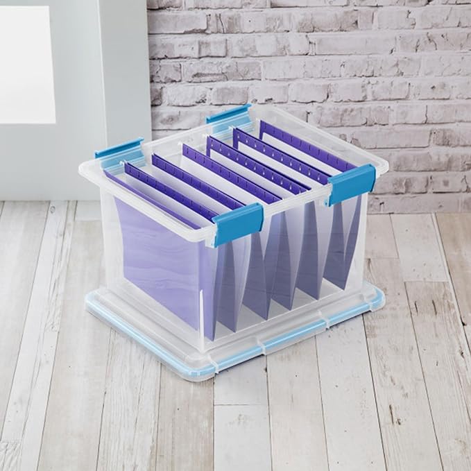 Sterilite 12-Pack Gasket Box, Weather-Resistant Storage Bins with Latching Lids, 32 Quart - Heavy-Duty Organizing Containers for Closet, Bathroom, and Office