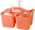 UUJOLY Plastic Portable Shower Caddy Bucket, Cleaning Shower Basket with Handle Compartments Storage Organizer for Bathroom Kitchen College Dorm Sink, Orange