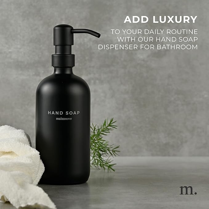 MaisoNovo Soap Dispenser 1-Piece Set | 16.9oz Black Bottles with Black Plastic Pumps