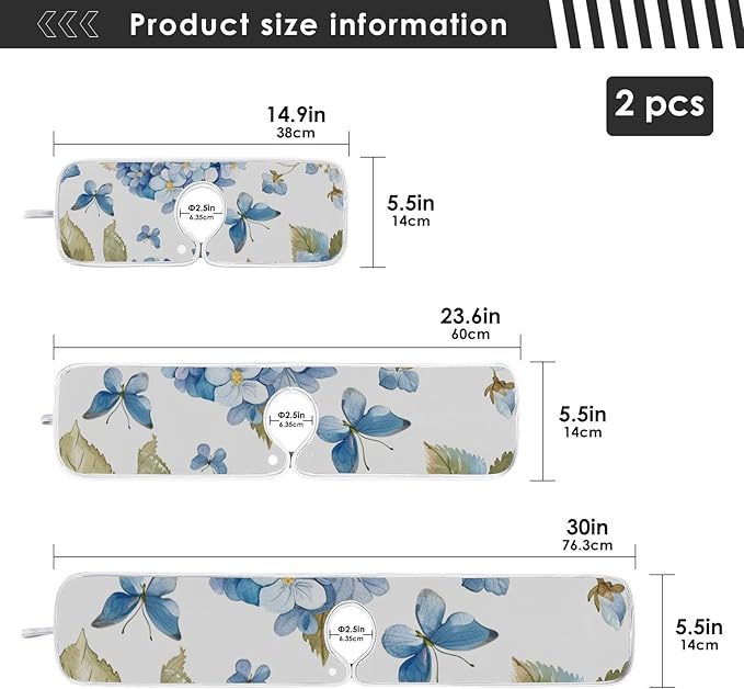 Sink Faucet Absorbing Mat Kitchen Sink Splash Guard Splash Faucet Drip Catcher for Bar RV Bathroom 2PCS 14.9x5.5in Watercolor Hydrangea Butterfly