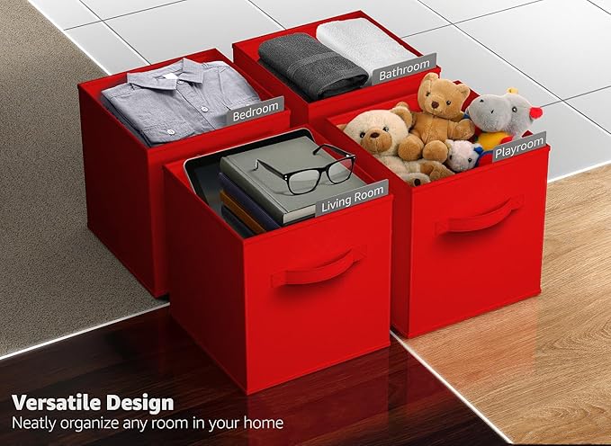 Sorbus Fabric Storage Cubes - 8 Foldable Storage Bins for Organizing Pantry, Cubbies, Toy Box - Clothes Storage & Closet Organizer - 11 Inch Collapsible Cube Baskets for Shelves with Handle
