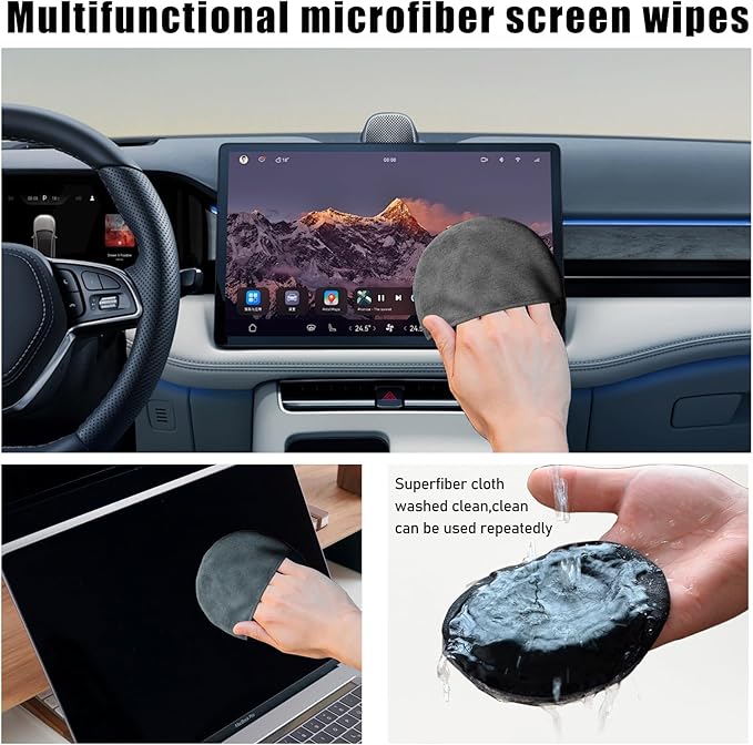 Car Screen Cleaner, Microfiber Auto Screen Cleaning Pad, Foldable Touch Screen Cleaner Cloth for Vehicle Dashboard LCD Display, Interior Car Accessories