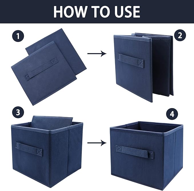 Small Storage Bins,Collapsible Fabric Storage Organizer 9.0"x7.5"x7.5",Mini Storage Box,fit for closet, living room, bookshelf, Kids clothes and toys storage and organization Blue