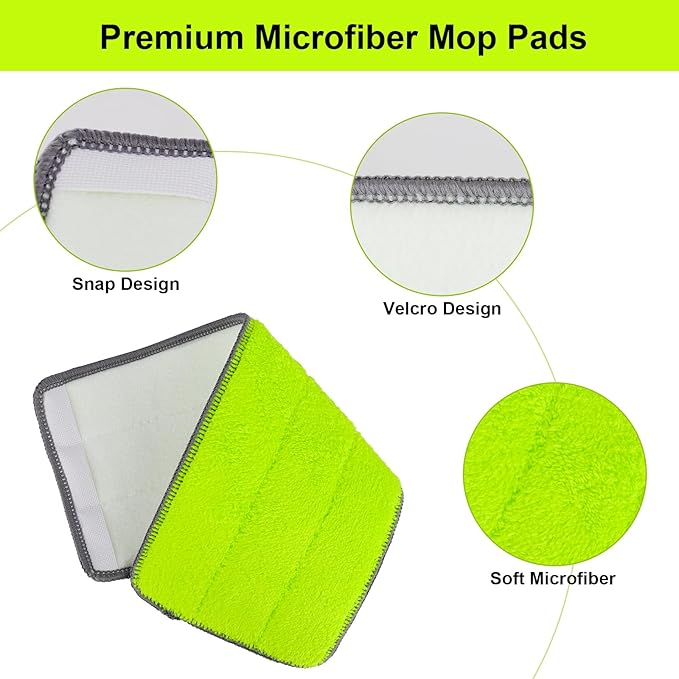 Replacement Microfiber Mop Pads for Libman Rinse 'n Wring Mop and Bucket System, Washable Reusable Wet & Dry Cleaning Refill Head for Multi-Surface Floor-6 Pack