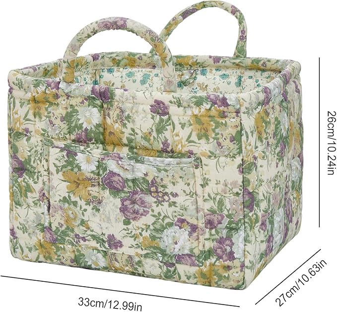 Boho Fabric Storage Basket, Large Capacity Laundry Basket, 12.2'' x 10.23'' x 10.23'' Collapsible Laundry Hamper with Easy Carry Handles (D Multi-Color 4, L)