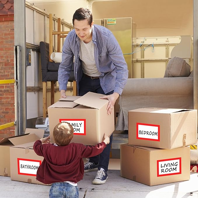 6 x 4 inch Large Moving Labels for Boxes, Blank Moving Boxes Labels Stickers, 160pcs 8 Color Coded Moving Stickers Packing Labels Stickers for Home Organization Projects, Kitchen, Storage Bins (Red)