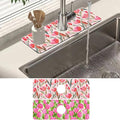 2 Pack Watercolor Tulips Sink Faucet Absorbing Mat Pink Tulips Super Absorbent Fast Drying Mat Sink Gadgets Behind Faucet Sinkmat for Kitchen Bathroom, 15.5"x5.5"
