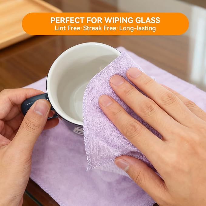 Microfiber Cleaning Cloths-25 Pack, Bulk Towels for Home, Reusable Microfiber Towels for Cars, Cleaning Rags, 5 Colors Assorted(12x12 inches)