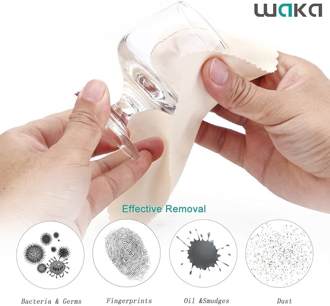 waka 10 Pack Upgraded Microfiber Cleaning Cloth, 6x7 Lint Free Cloth for Eyeglasses, Camera Lens, Cell Phones, LCD Screens, Computers, CD DVD, Eye Glass and Other Delicate Surfaces Wipes Cleaner