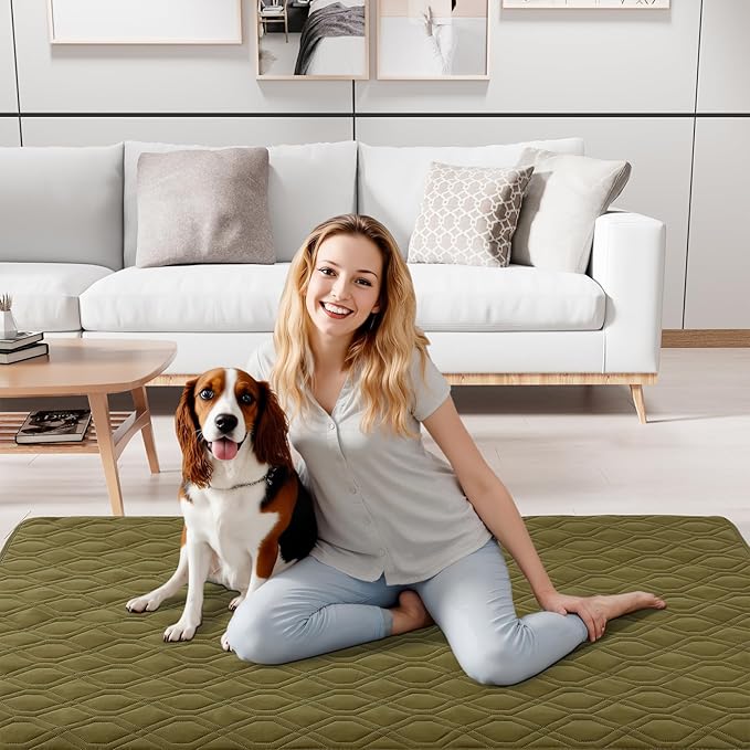 Smiry Reversible Waterproof Couch Covers for Sofa, Washable Dogs Pet Couch Covers for 3 Cushion Sofa Pet Friendly, Water Resistant Furniture Protector Slipcover, Geometric (82"x120", Green/Navy)