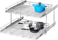 MODCART 2 Tier Individual Pull Out Cabinet Organizer 28½" W x 21½" D, Heavy Duty Cabinet Pull Out Shelves, Slide Out Drawers Organization for Kitchen Cabinets Bathroom