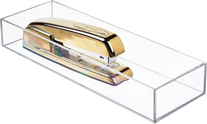 iDesign Clarity Plastic Drawer Organizer, Storage Container for Silverware, Utensils, Kitchen Gadgets in Pantry, Cabinets, Countertops, 4" x 12" x 2" - Clear
