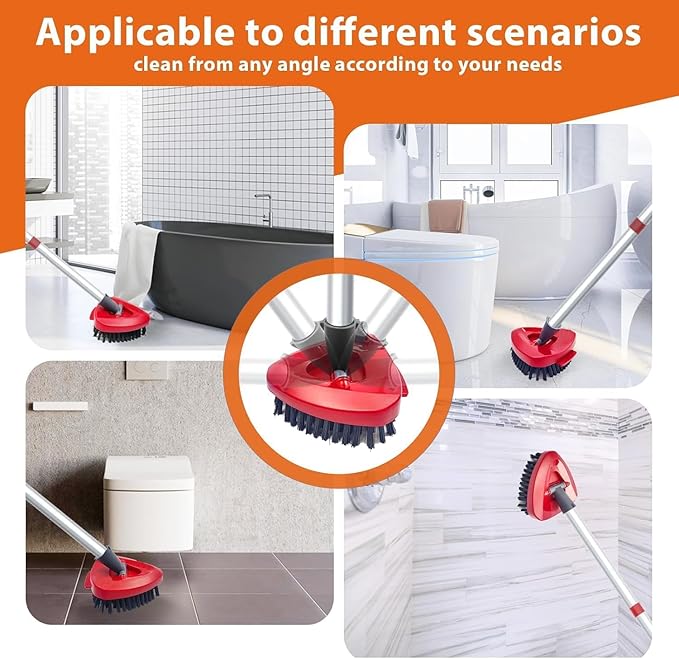 Small Spin Mop Replace Head Base + Scrub Brush for O Cedar 2-Tank RinseClean,1 Scrubber Brush and Mop Base Combo Set,Great for Kitchen, Deck, Bathroom and Shower Floor Scrubber