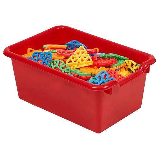 ECR4Kids Scoop Front Storage Bins, Multipurpose Organization, Red, 10-Piece
