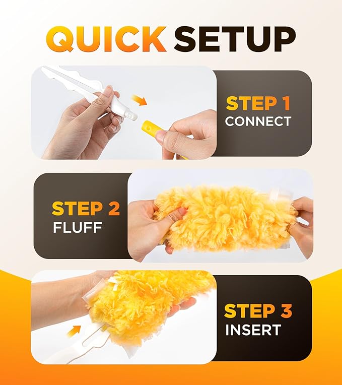 Heavy Duty Duster Refills for Swiffer Duster, 12 Count Duster Refills with 1 Handle, Multisurface 360° Dusters with 4X Microfibers, Unscented Disposable Dusters for Cleaning
