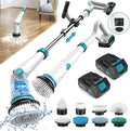 1500RPM Electric Spin Scrubber, 8 Brush Heads Electric Scrubber for Cleaning, Shower Scrubber with Long Handle and Two Battery, High Power Scrubber with Display for Bathroom/Tub/Floor