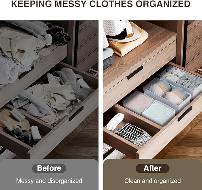 DIMJ Drawer Organizers - Set of 8 Fabric Closet Organizers and Storage, Drawer Dividers for Baby Clothes, Socks, Belt, Tie (Pink)